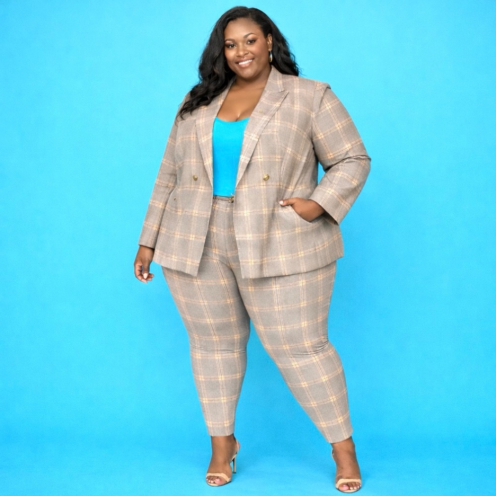 Torrid Tan Plaid Women's Pantsuit 3X